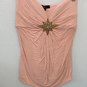 Sky Peach Strapless Top with Gold Star Detail